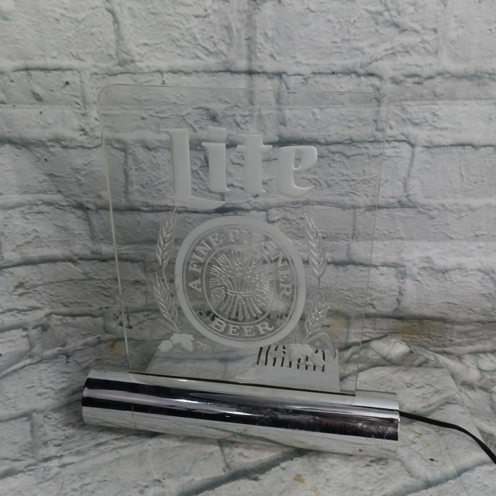 Vintage Miller Lite Pilsner Beer Acrylic Light Up Bar Sign 13x11 USA *READ*